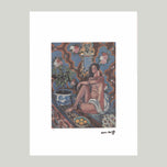 FIGURE DÉCORATIVE SUR FOND ORNEMENTAL