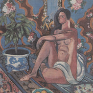 FIGURE DÉCORATIVE SUR FOND ORNEMENTAL