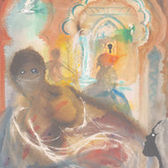 ESCLAVE VOILÉE ET HOMME AVEC COIFFE ROUGE