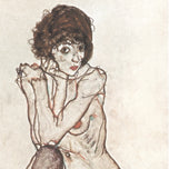 LYING NAKED GIRL IN A STRIPED SLIPS