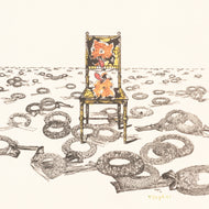 ŽIDLE S PSÍMÍ HLAVAMI V POLI SMUTEČNÍCH VĚNCŮ